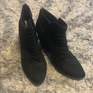 Coconuts by Matisse Black Heeled Boots with Lace-Up Detail